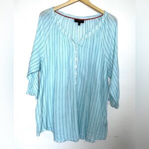 Lane Bryant Woman’s Plus Size Cotton Lightweight‎ 3/4 Button Pullover Shirt